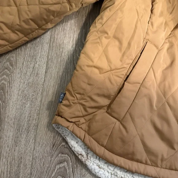 Brown Quilted Hooded Jacket with Sherpa Lining - Picture 5 of 8